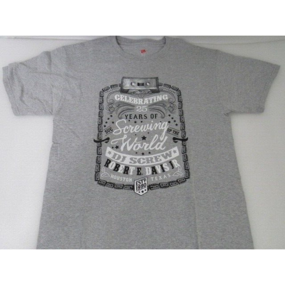 D J Screw 25 Years Screwing World Hanes Cotton Blend Monogram T-shirt Size M